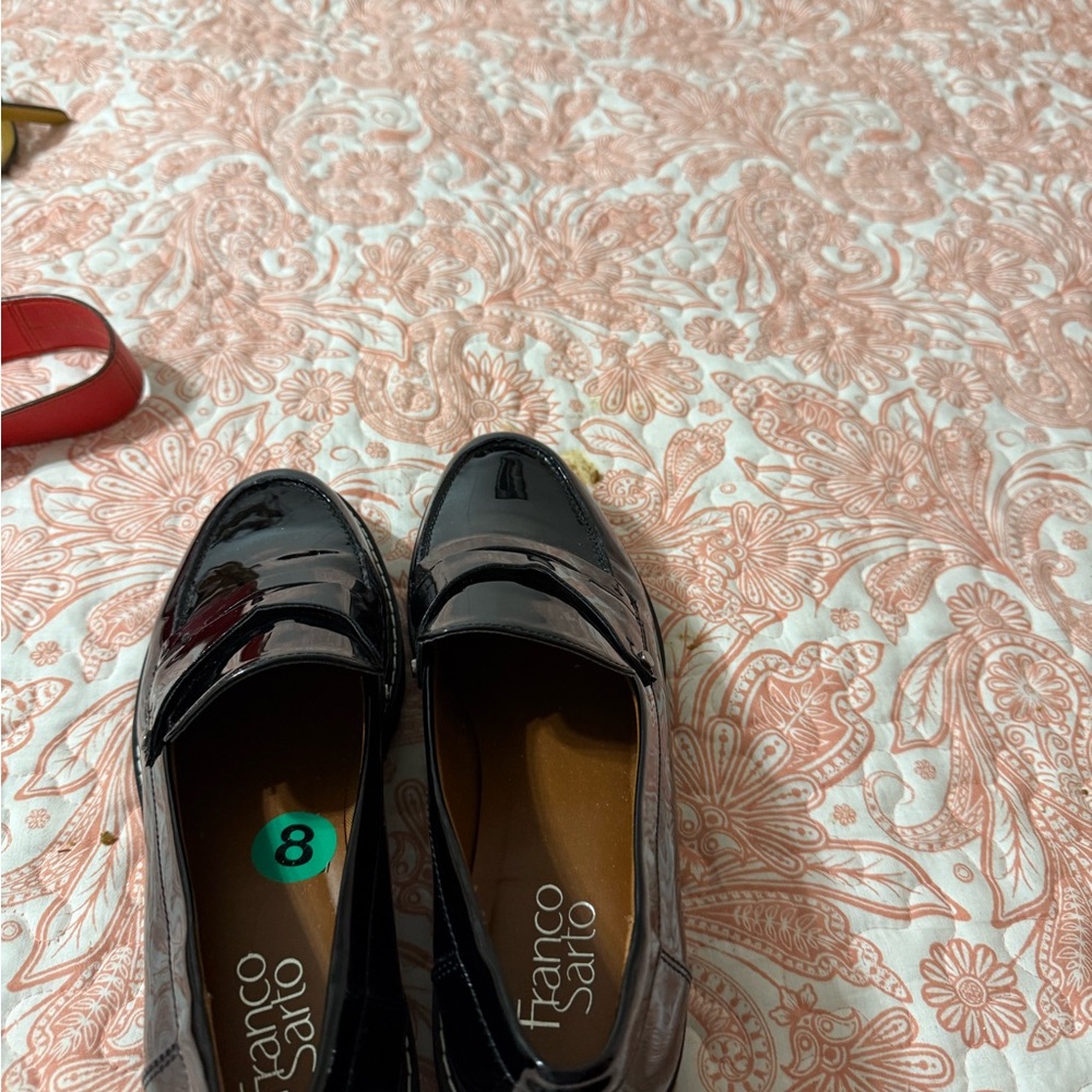 Franco Sarto Black Patent Leather Loafers